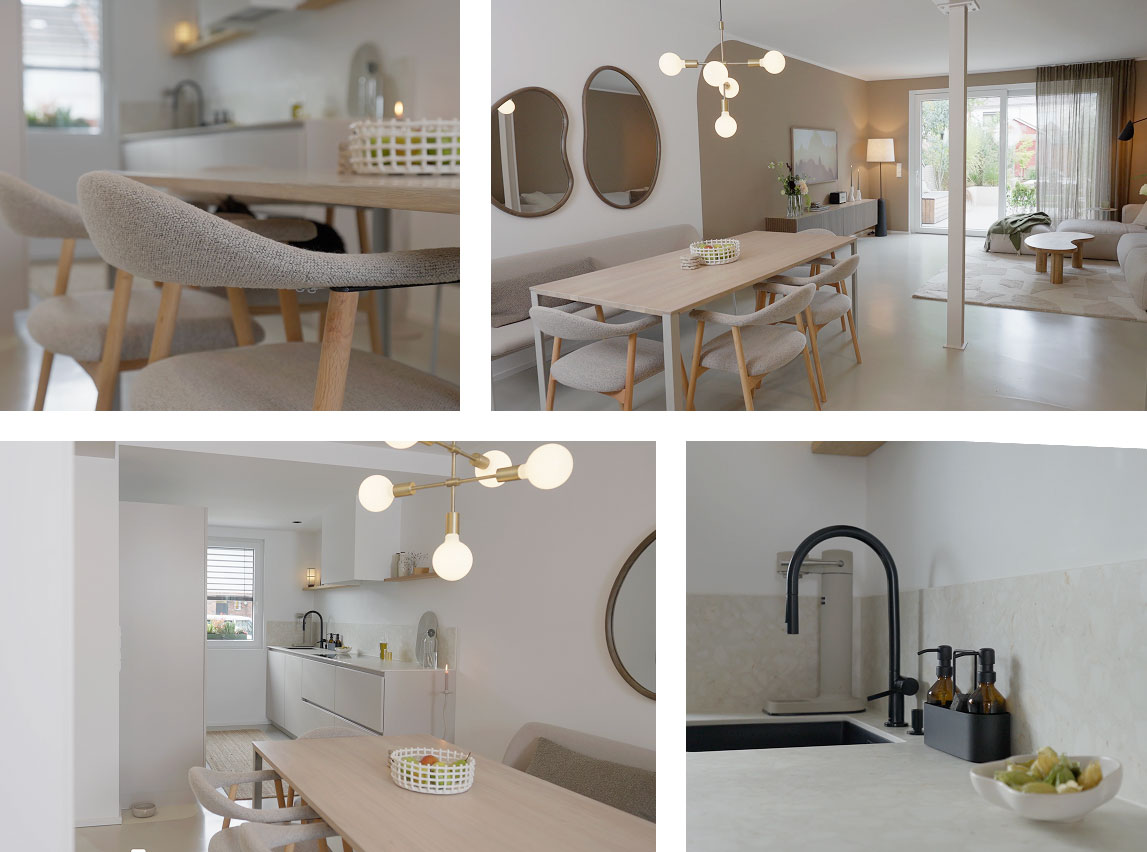 Küche und Essbereich in der SCHÖNER WOHNEN Designfarbe "Warmes Erdbraun"