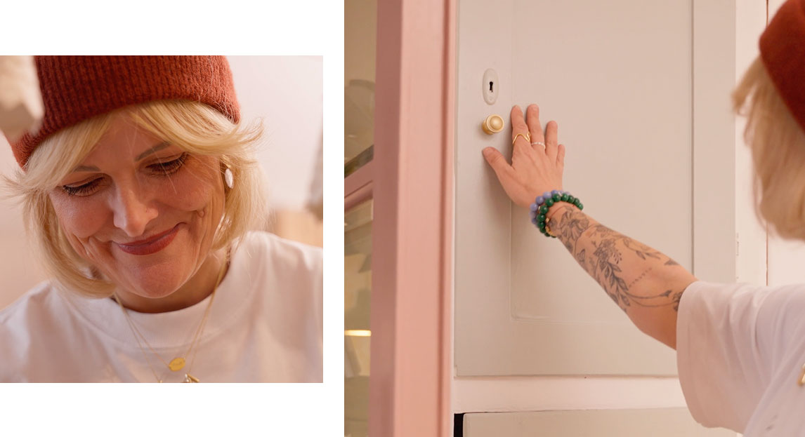 Die Schrankwandtür im SCHÖNER WOHNEN-Farbe Polarweiss Lack im Farbton Harmonisches Jadegrün