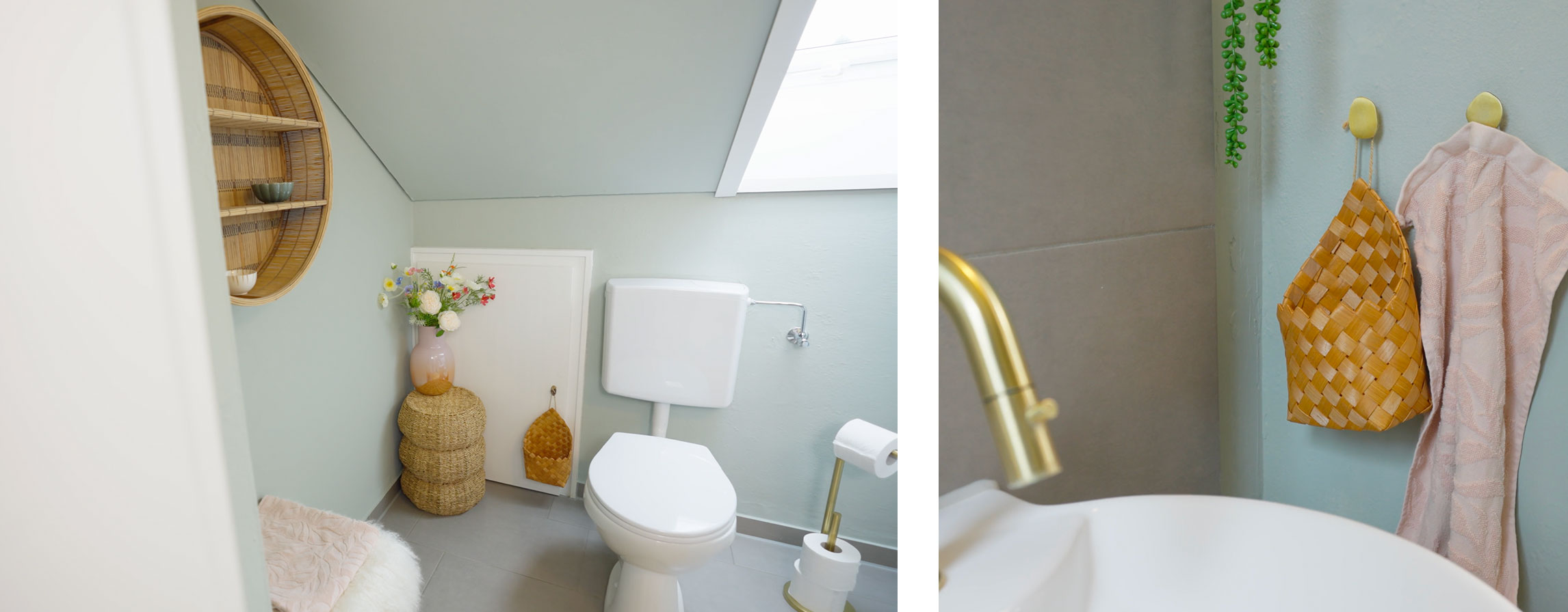 Das Gästebad in der SCHÖNER WOHNEN Designfarbe "Harmonisches Jadegrün"