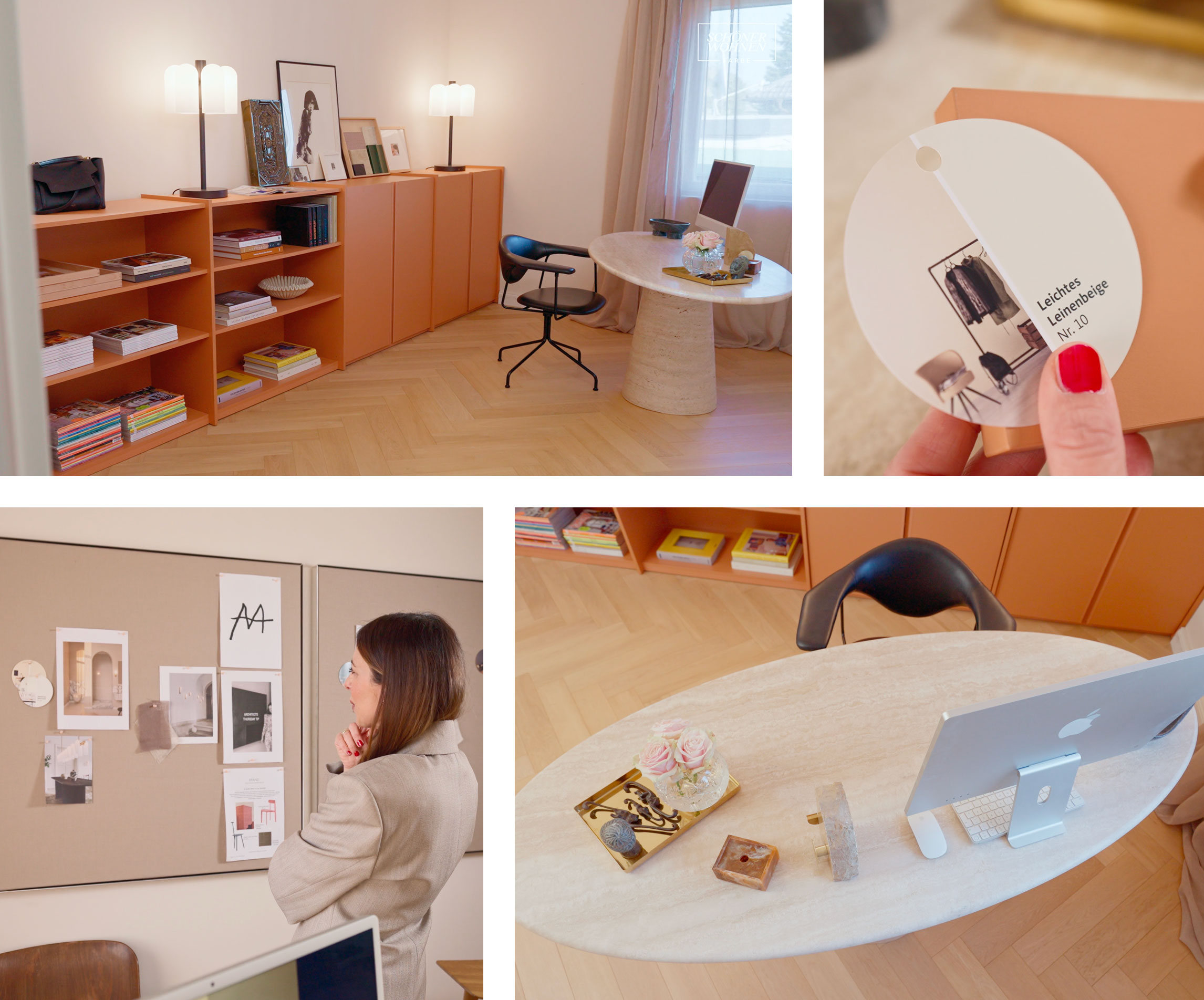Interior Inspiration von Lejlas Büro in der SCHÖNER WOHNEN-Designfarbe "Leichtes Leinenbeige". 