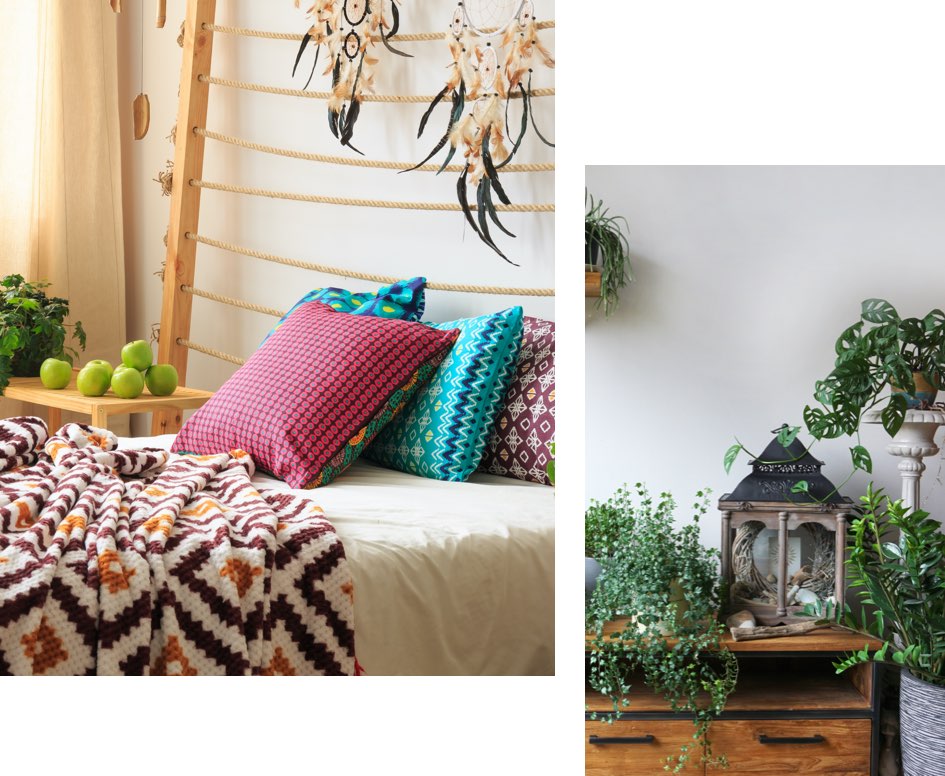  Eine breite Palette an Farben, Mustern, Textilien, Pflanzen, Möbeln und Deko-Artikeln