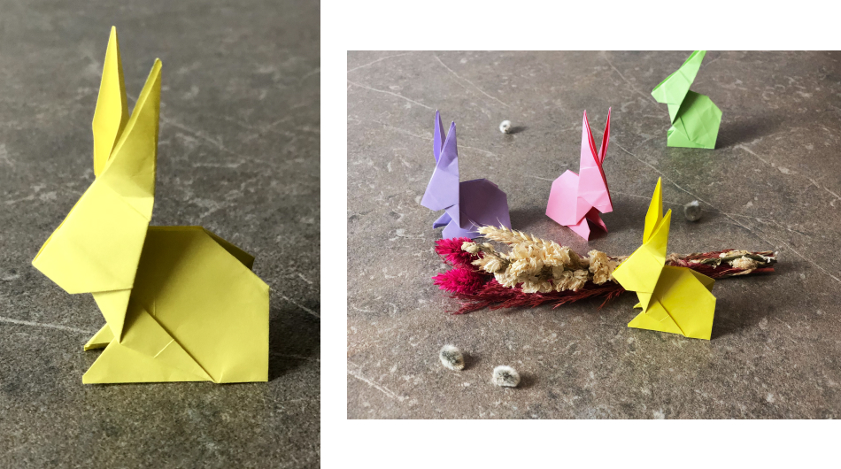 fertige Origami-Hasen