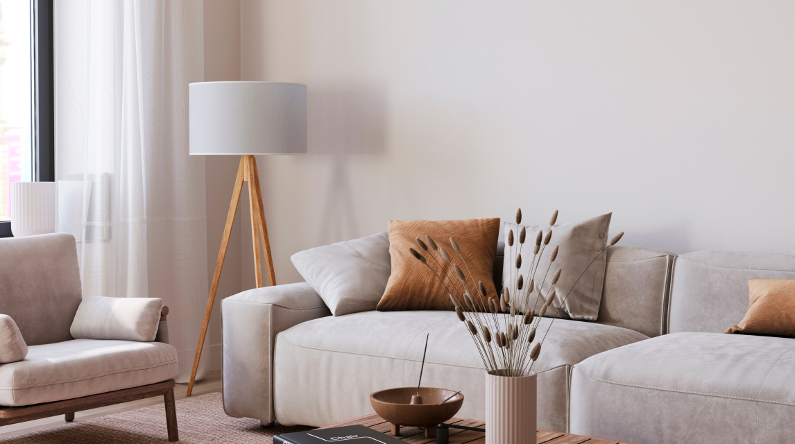 Gemütliches Wohnzimmer zum Thema Ruheoase.