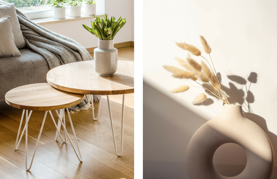 Sanft geschwungene und organische Formen in Dekoelementen