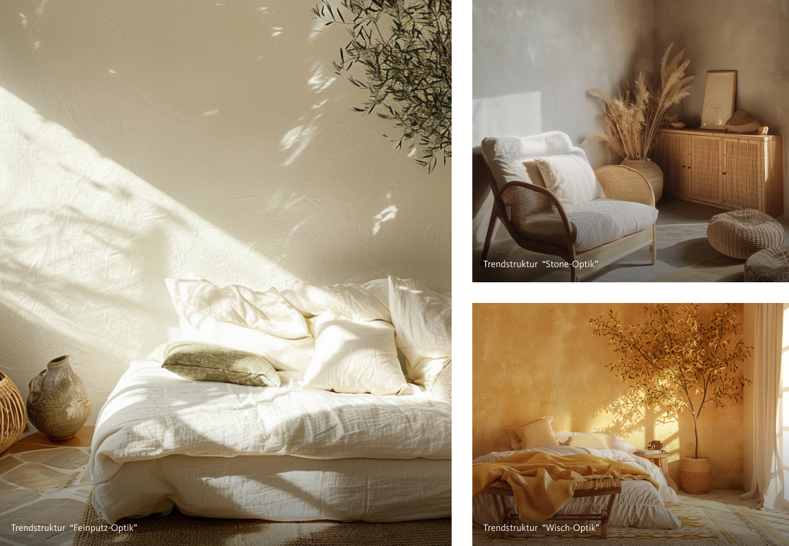 Schlafzimmer und Wohnzimmer in den Wandfarben von SCHÖNER-WOHNEN-Farbe im Einrichtungsstil "Mediterranes Flair"