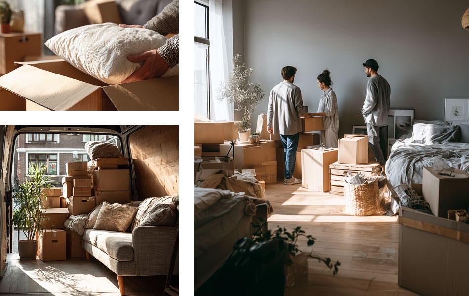 Umzug von Möbeln im Transporter und einrichten der Wohnung
