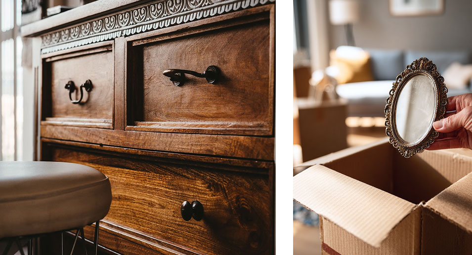 Verkauf alter Möbel und Sachen auf dem Flohmarkt oder Spende