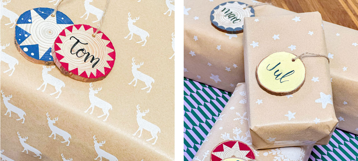 Design Inspiration für Namensmotiven auf den Baumscheiben in den SCHÖNER WOHNEN Designfarben