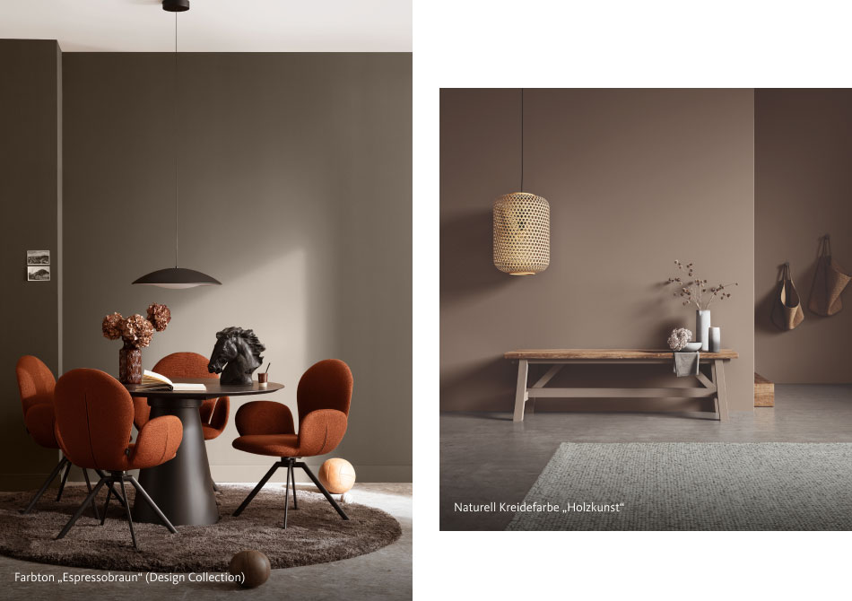 Interior Inspiration in dem Farbton Espressobraun aus der Design Collection und die Naturell Kreidefarbe "Holzkunst"