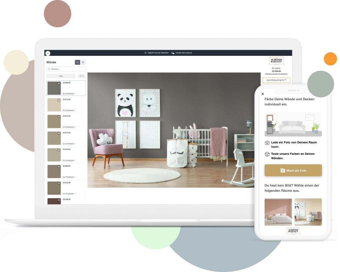 Einblick in den SCHÖNER-WOHNEN-Farbe Farbdesigner für mobile und desktop