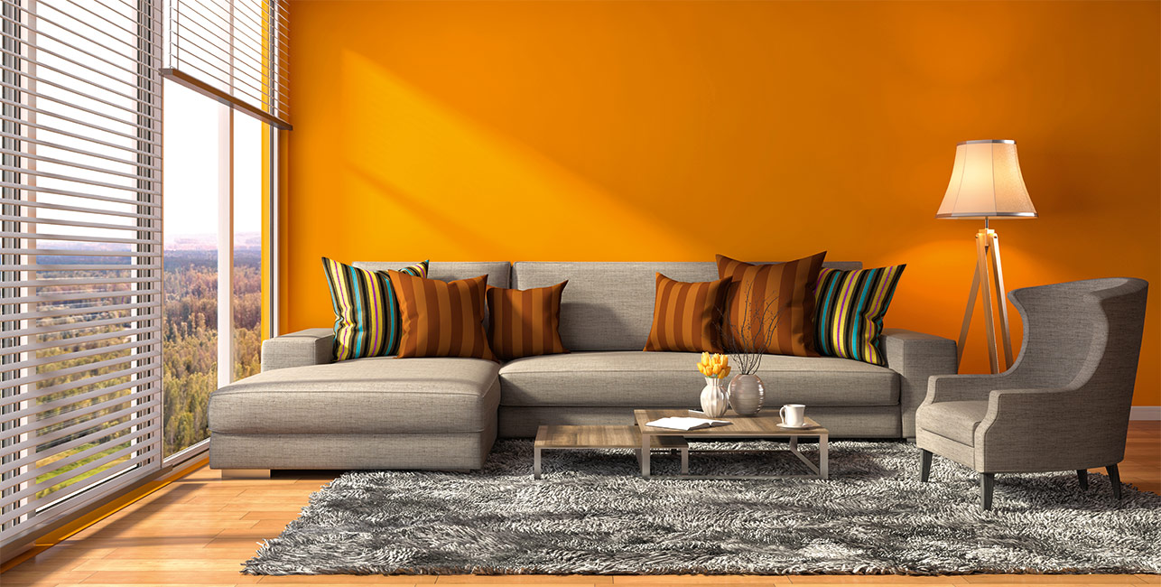 Orangene Wandfarbe Wohnzimmer