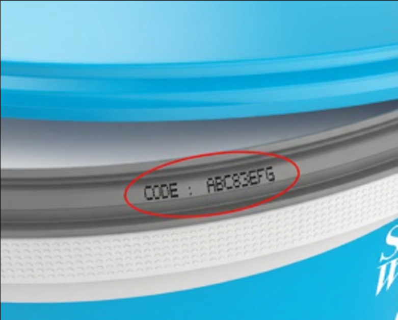 Hier finden Sie den Aktionscode, wenn Sie den Deckel vom Eimer abnehmen