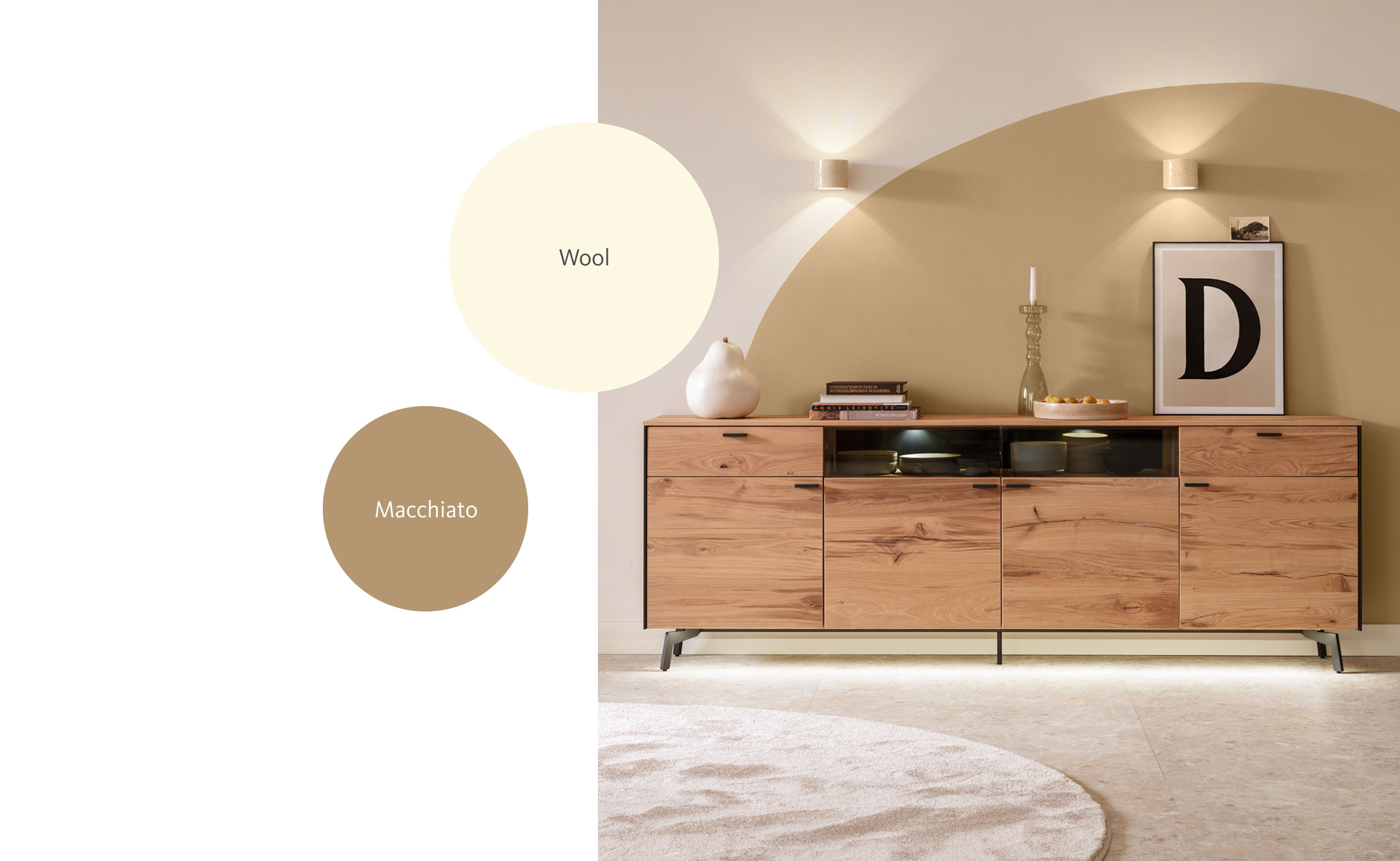 Kombinationsfarben zu der Trendfarbe Macchiato in "Wool"